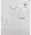 Camisa de plumeti blanco tipo polo (6 meses a 8 años)